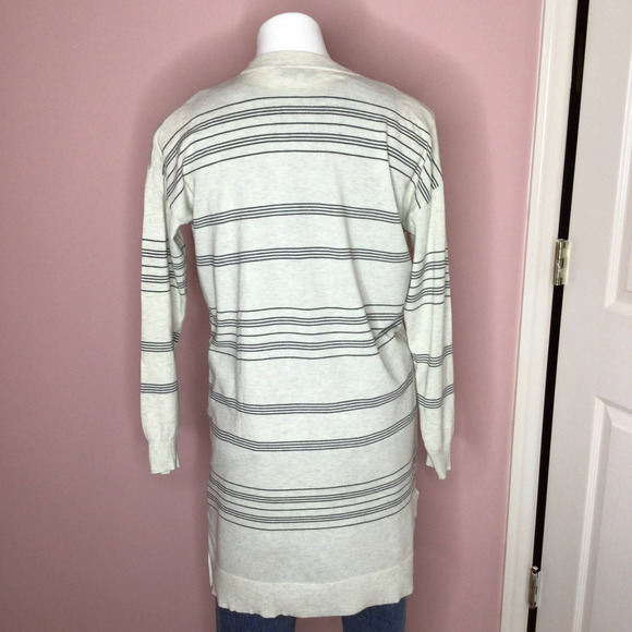 Heartloom Isme Cardigan Sweater Duster Cream w/ Black Stripes M - Picture 3 of 7